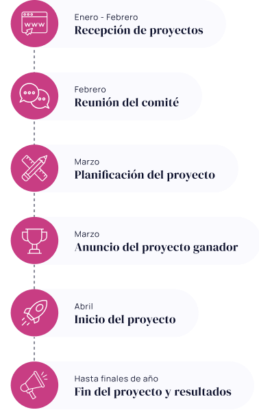 Fases para escoger el proyecto ganador de Jelliby4action